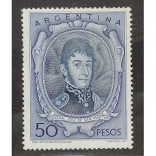 ARGENTINA 1954 GJ 1057A ESTAMPILLA NUEVA MINT !!! GZ 727c PAPEL ENCAPADO INGLES TELA FILIGRANA RA 9.5 x 10 mm DENTADO 13 1/2 x 13 RARISIMA U$ 80                 